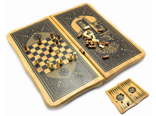 Нарды з шахматами бамбуковые "Баку" купить в интернет магазине подарков ПраздникШоп