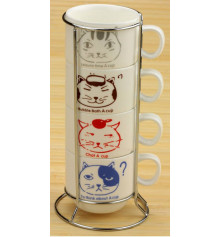Чашки "Котики", набор средний 4 шт. купить в интернет магазине подарков ПраздникШоп