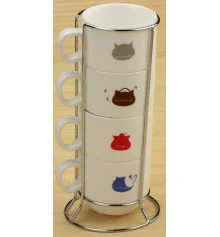 Чашки "Котики", набор средний 4 шт. купить в интернет магазине подарков ПраздникШоп