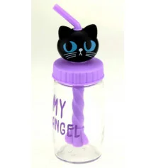Бутылка "Кошка" с трубочкой-миксером, 4 цвета купить в интернет магазине подарков ПраздникШоп