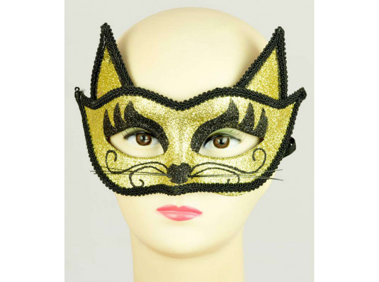 Венеціанська маска "Кішка" (золото) купить в интернет магазине подарков ПраздникШоп