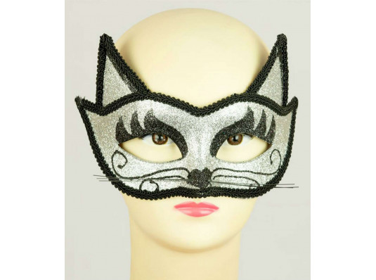 Венеціанська маска "Кішка" (срібло) купить в интернет магазине подарков ПраздникШоп