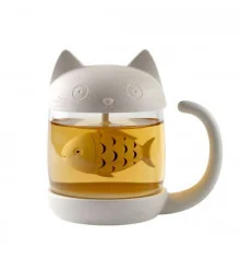 Чашка - заварник "Кіт з рибкою" купить в интернет магазине подарков ПраздникШоп