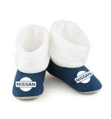 Тапочки "Nissan", синие с белым манжетом купить в интернет магазине подарков ПраздникШоп