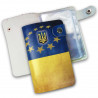 Кожаная кредитница на кнопке "Флаг Украины", 20 карт