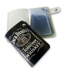 Кожаная кредитница на кнопке "Jack Daniel's", 20 карт купить в интернет магазине подарков ПраздникШоп