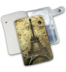 Кожаная кредитница на кнопке "Париж", 20 карт купить в интернет магазине подарков ПраздникШоп