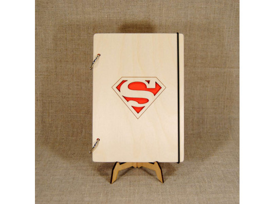 Блокнот з дерев'яною обкладинкою "Superman", А5 купить в интернет магазине подарков ПраздникШоп
