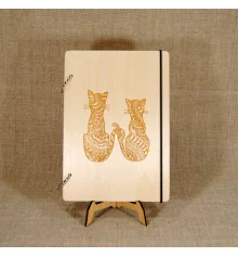 Блокнот з дерев'яною обкладинкою "Коти" купить в интернет магазине подарков ПраздникШоп