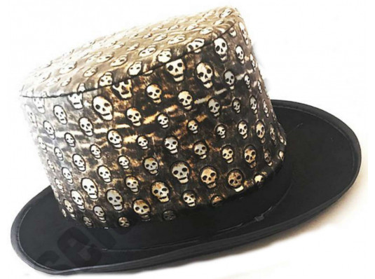 Шляпа "Цилиндр с черепами" (кожа+фетр) купить в интернет магазине подарков ПраздникШоп