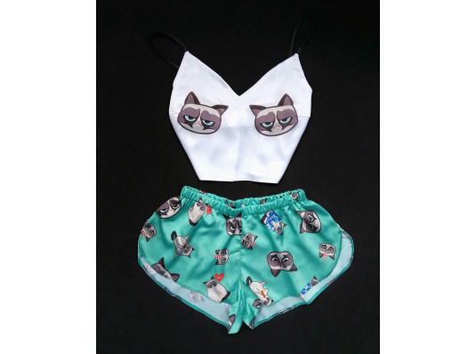 Шёлковая пижама "Cat" купить в интернет магазине подарков ПраздникШоп