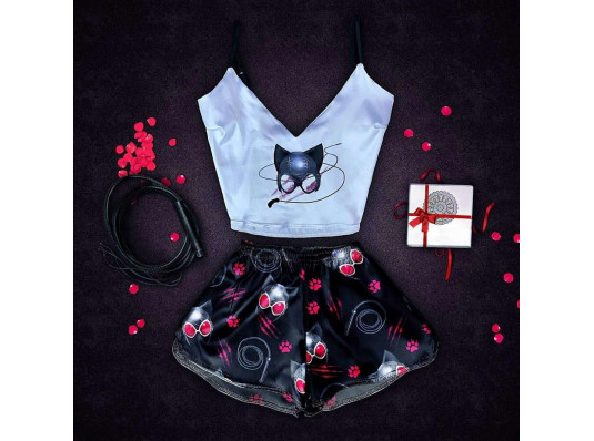 Шёлковая пижама "Catwoman" купить в интернет магазине подарков ПраздникШоп
