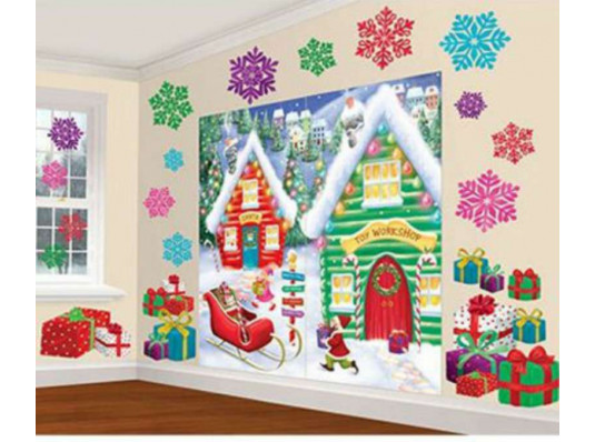 Декорация настенная "Дом Санта Клауса" 32 элемента купить в интернет магазине подарков ПраздникШоп