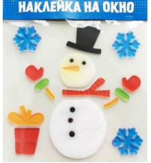 Наклейка гелевая на окно "Снеговик " купить в интернет магазине подарков ПраздникШоп