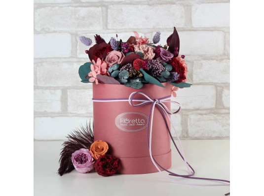 Букет з стабілізованих квітів "Розмальована вуаль", 30х35 см. купить в интернет магазине подарков ПраздникШоп