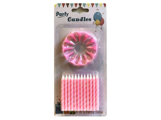 Свечи для торта (24 свечей+12 подставок), розовые купить в интернет магазине подарков ПраздникШоп