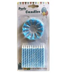 Свічки для торта (24 свічок + 12 підставок), блакитні купить в интернет магазине подарков ПраздникШоп
