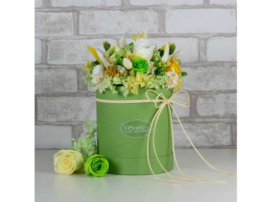 Букет з стабілізованих квітів "Весняний настрій", 30х35 см. купить в интернет магазине подарков ПраздникШоп