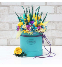 Букет из стабилизированных цветов "Аквамарин", 20х25 см. купить в интернет магазине подарков ПраздникШоп