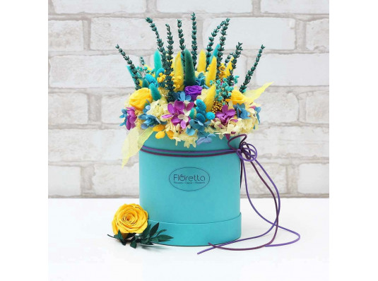 Букет из стабилизированных цветов "Аквамарин", 20х25 см. купить в интернет магазине подарков ПраздникШоп
