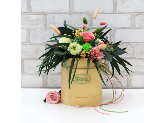 Букет з стабілізованих квітів "Квітучий сад", 30х35 см. купить в интернет магазине подарков ПраздникШоп
