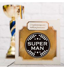 Шоколадная медаль "Super man" купить в интернет магазине подарков ПраздникШоп