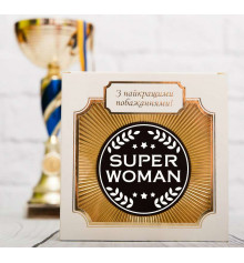 Шоколадна медаль "Super woman" купить в интернет магазине подарков ПраздникШоп