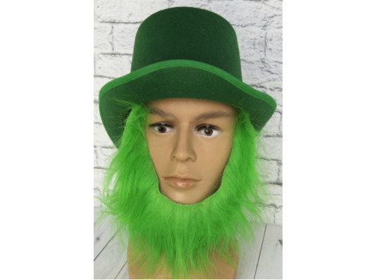 Шляпа Лепрекона с зеленой бородой купить в интернет магазине подарков ПраздникШоп
