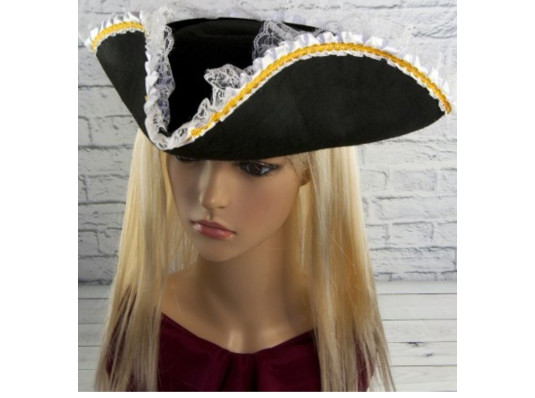 Шляпа "Треуголка пиратки" с кружевом купить в интернет магазине подарков ПраздникШоп
