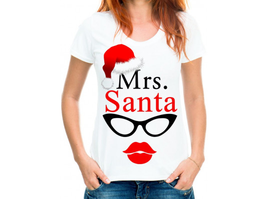 Футболка с принтом женская "Mrs.Santa" купить в интернет магазине подарков ПраздникШоп