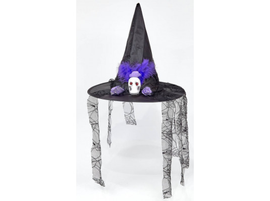 Колпак Ведьмы с черепом, фиолетовое перо купить в интернет магазине подарков ПраздникШоп