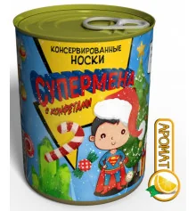 Консервированные носки "Супермен" с конфетами купить в интернет магазине подарков ПраздникШоп