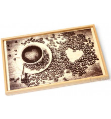 Столик піднос на ніжках "Чашка в зернах кави love" купить в интернет магазине подарков ПраздникШоп