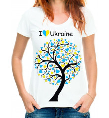 Футболка с принтом женская "I love Ukraine" купить в интернет магазине подарков ПраздникШоп