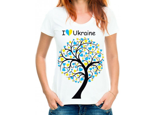 Футболка з принтом жіноча "I love Ukraine" купить в интернет магазине подарков ПраздникШоп