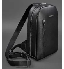 Кожаный мужской рюкзак на одно плечо черный купить в интернет магазине подарков ПраздникШоп
