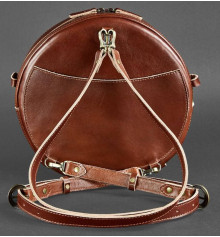 Женская кожаная сумка - рюкзак круглая  светло-коричневая купить в интернет магазине подарков ПраздникШоп
