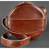 Женская кожаная сумка - рюкзак круглая  светло-коричневая