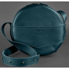 Женская кожаная сумка - рюкзак круглая зеленая