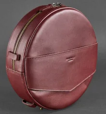 Жіноча шкіряна сумка - рюкзак кругла бордо купить в интернет магазине подарков ПраздникШоп