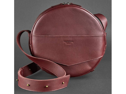 Женская кожаная сумка - рюкзак круглая бордо купить в интернет магазине подарков ПраздникШоп