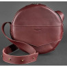 Женская кожаная сумка - рюкзак круглая бордо