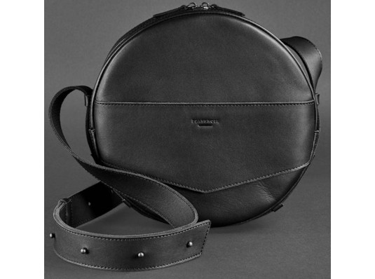 Женская кожаная сумка - рюкзак круглая черная купить в интернет магазине подарков ПраздникШоп