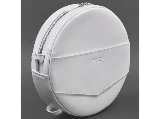 Жіноча шкіряна сумка - рюкзак кругла біла купить в интернет магазине подарков ПраздникШоп