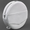 Женская кожаная сумка - рюкзак круглая белая