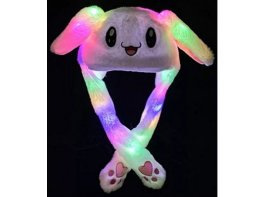 Шапка зайца с подсветкой и поднимающимися ушами купить в интернет магазине подарков ПраздникШоп