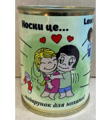 Консервированные носки для любимой "Love is...", 1 пара купить в интернет магазине подарков ПраздникШоп