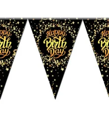 Гирлянда флажки Happy Birthday чёрная купить в интернет магазине подарков ПраздникШоп