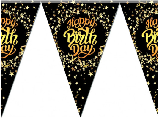 Гирлянда флажки Happy Birthday чёрная купить в интернет магазине подарков ПраздникШоп