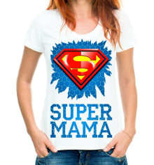 Футболка с принтом женская "Super мама" купить в интернет магазине подарков ПраздникШоп